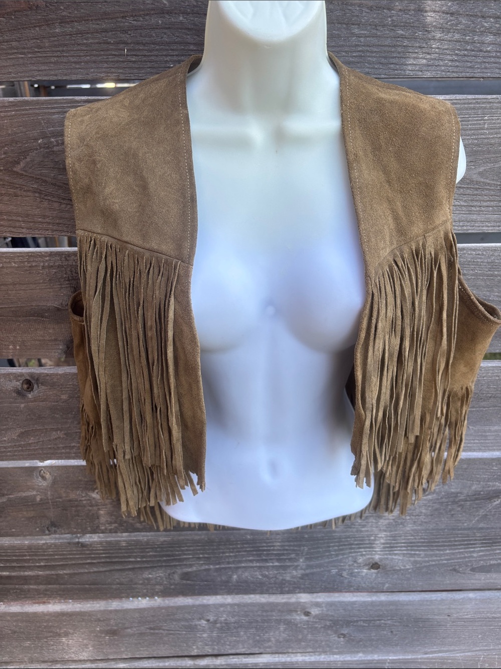 Vintage Suede Fringe Vest - Brown